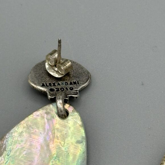 Alex and Ani Abalone Shell Statement Earrings 2019 Rafaelian Silver Finish Beach - Picture 5 of 5